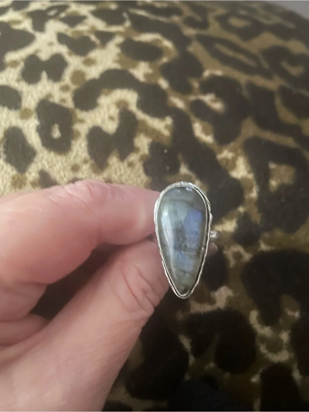 New Labradorite Statement Sterling  Silver Ring in Blue-Green Sheen Sz 9-9.5 - Picture 3 of 6